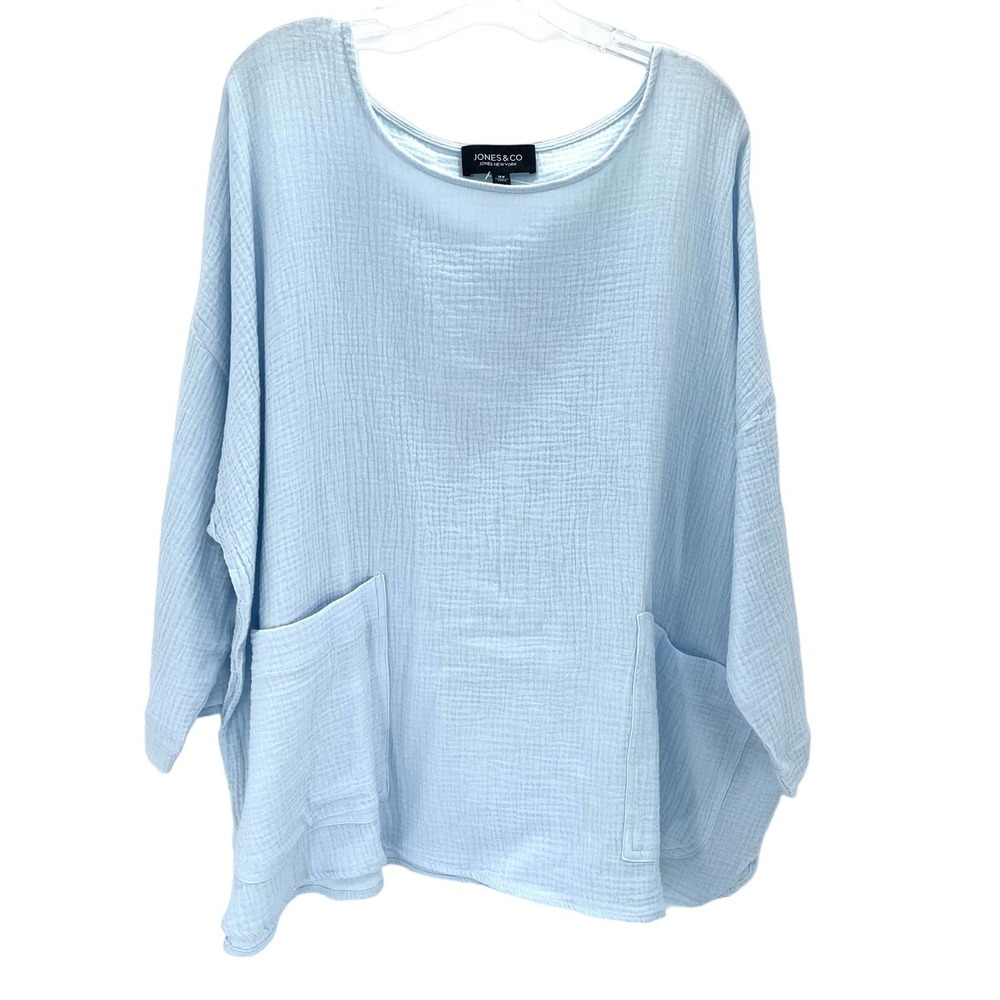 Jones New York seersucker women’s V neck oversized blouse